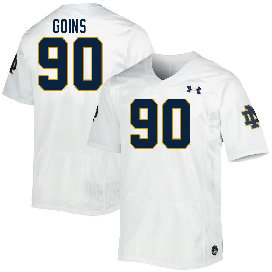 Men #90 Eric Goins Notre Dame Fighting Irish College Football Jerseys Stitched-White